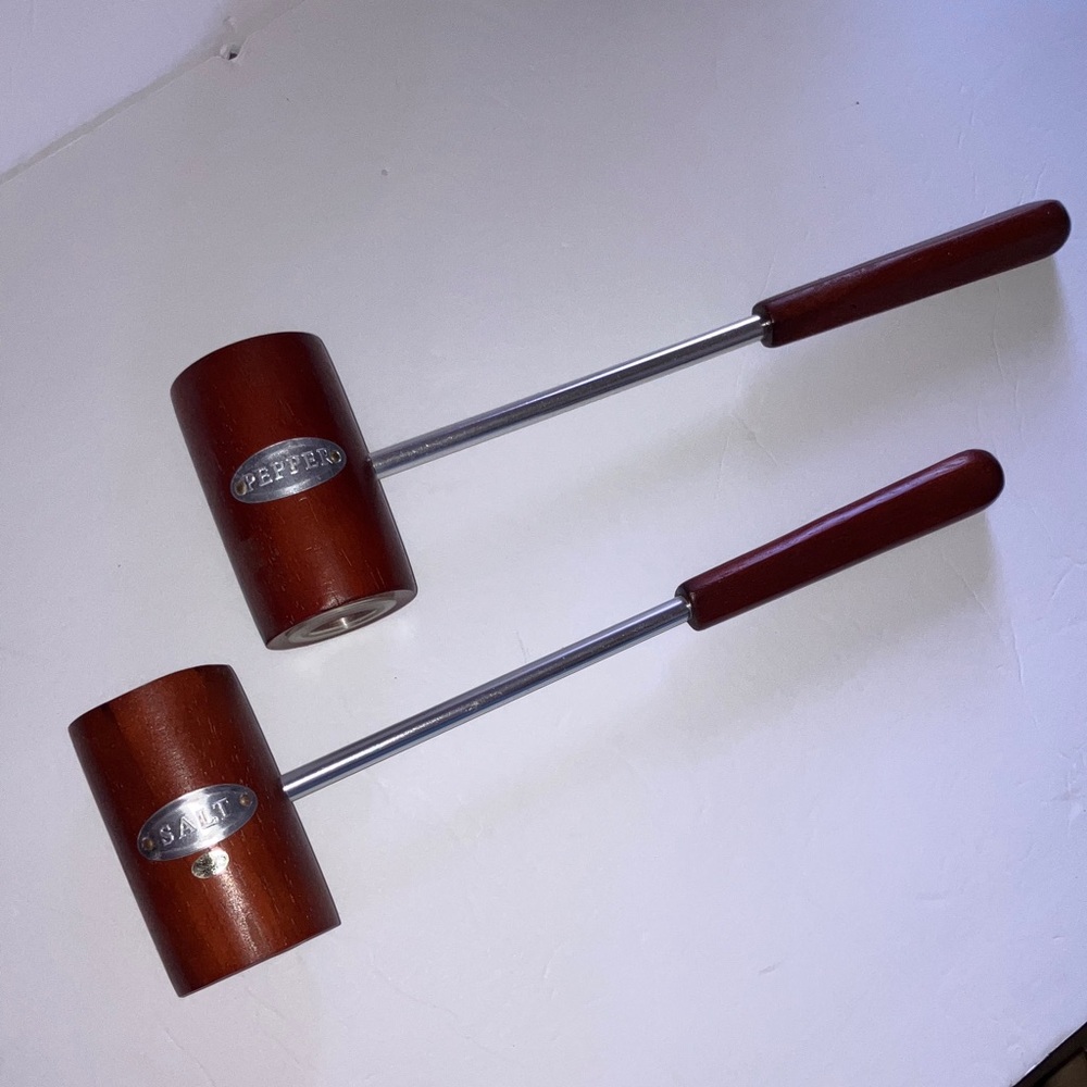 Vintage Wooden Salt‎ and Pepper Mallet Set 14” NWOT